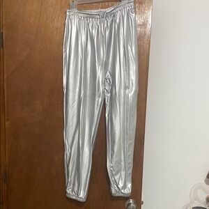 Silver Metallic Jogger Pants